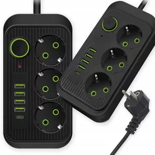 ▶️ moderný predlžovací kabel 2 m 3 zásuvky 4x usb 1x usb-c